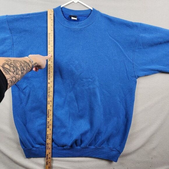 Vintage 90's Ultra Fleece Blank Blue Crew neck Sweatshirt Made In USA Size 2XLT - Picture 4 of 7